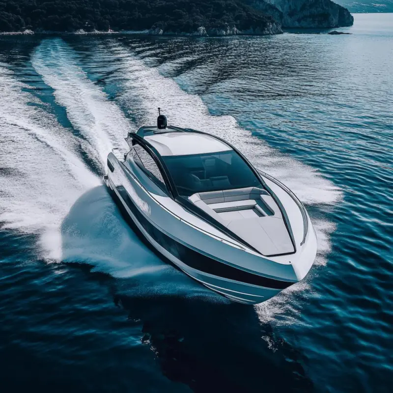 Sport powerboat cruising on open water
